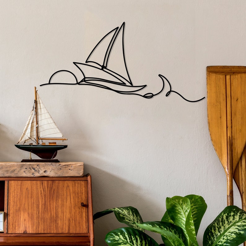 sailboat metal wall decor sea life line wall art sun and wave decor sea lover gift nautical wall decor beach house decor ocean decor 1724902402275.jpg