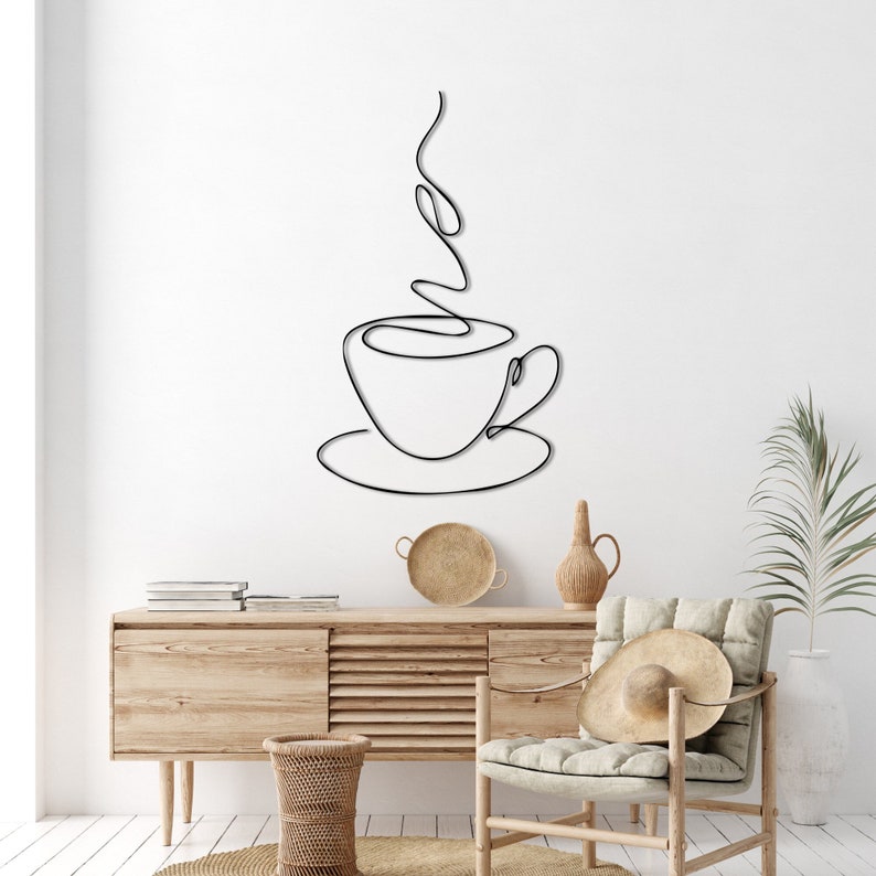 a cup of hot coffee metal wall art minimalist line art metal wall decor metal wall art wall hangings geometric wall art metal decor 1724903329316.jpg