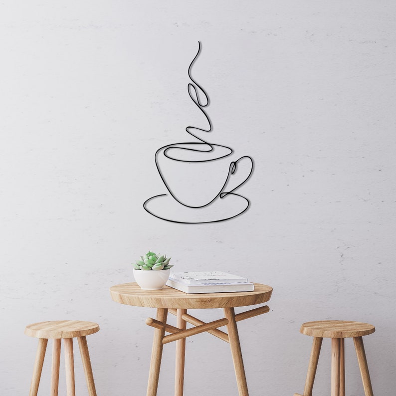 a cup of hot coffee metal wall art minimalist line art metal wall decor metal wall art wall hangings geometric wall art metal decor 1724903329317.jpg