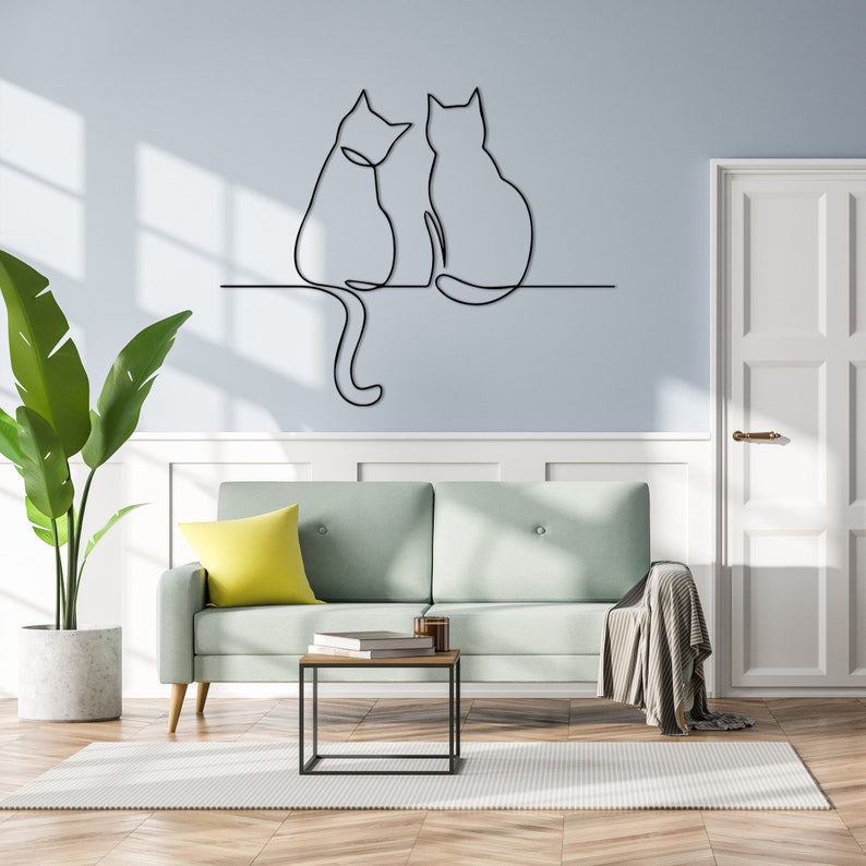 back side two cat wall art cat wall art minimalist line art animal wall art metal wall decor metal wall art wall hangings 1724903547460.jpg