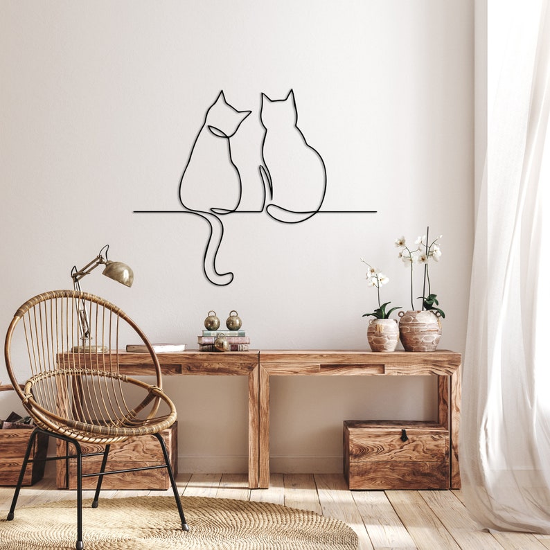 back side two cat wall art cat wall art minimalist line art animal wall art metal wall decor metal wall art wall hangings 1724903547478.jpg