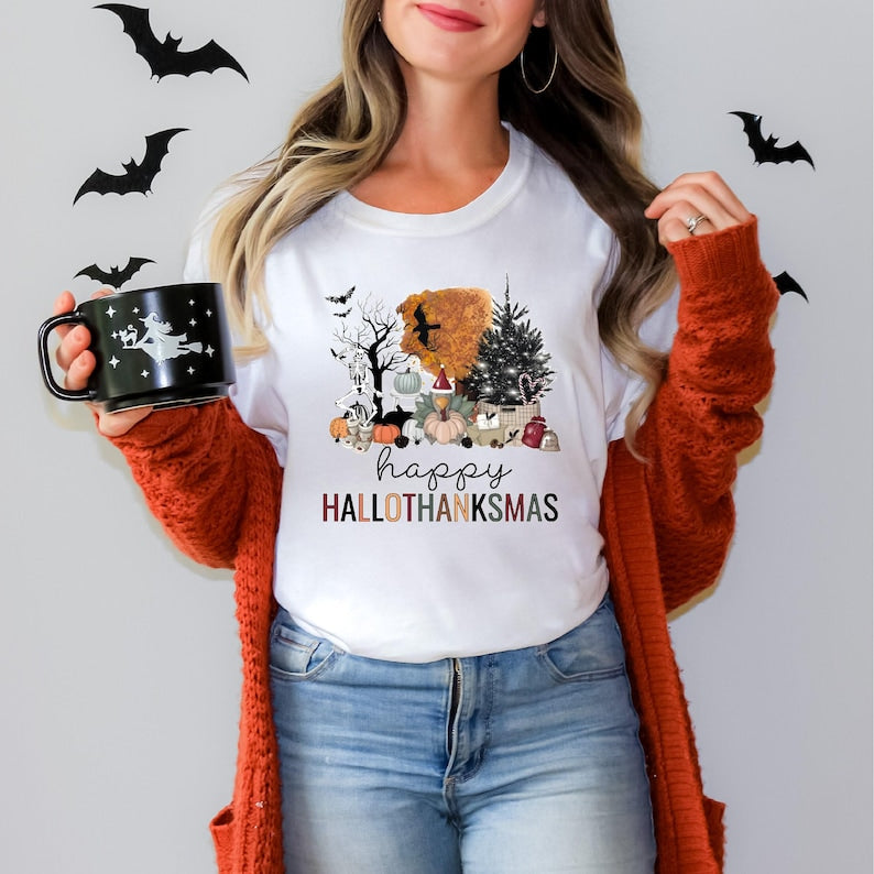 happy hallothanksmas shirt happy halloween thanksgiving christmas shirt holiday season shirt funny halloween gift fall shirt autumn tee 1724916775764.jpg