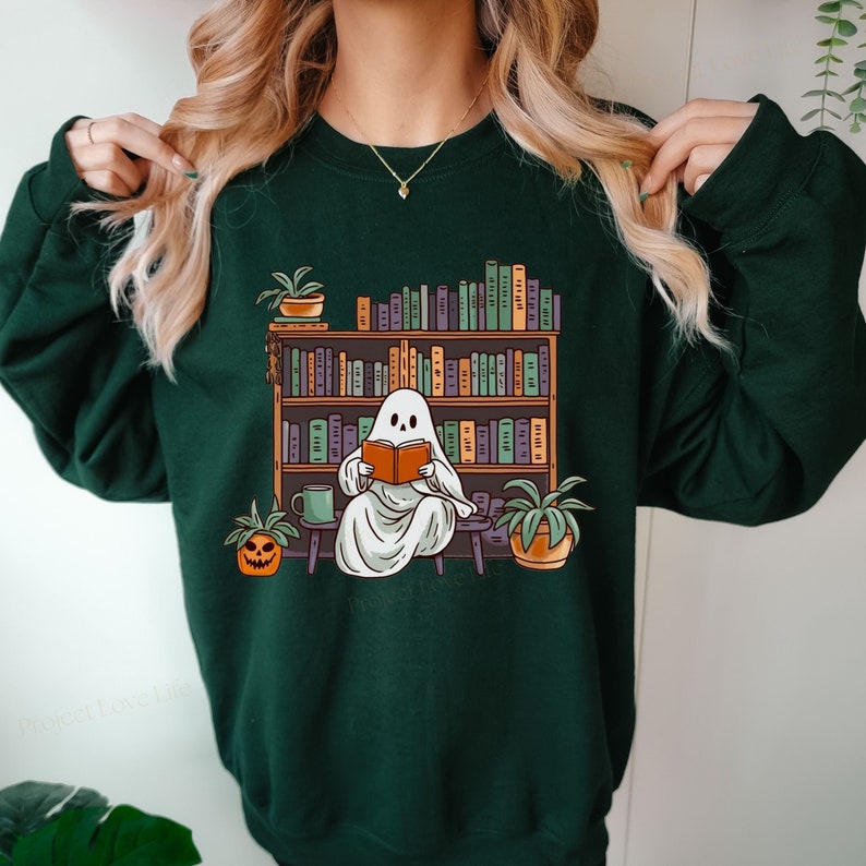 bookish ghost sweater spooky library shirt for book lover reading sweatshirt cottagecore pumpkin crewneck librarian appreciation gift 1724917289893.jpg