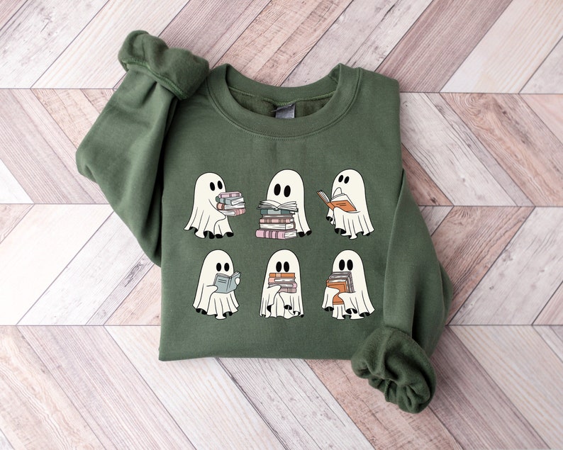 ghost reading books sweatshirt bookish halloween crewneck gift for librarian sweater funny ghost reading shirt librarian sweatshirt 1724917572053.jpg