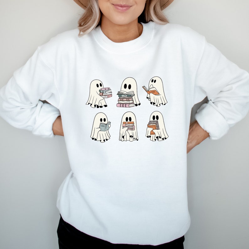 ghost reading books sweatshirt bookish halloween crewneck gift for librarian sweater funny ghost reading shirt librarian sweatshirt 1724917572088.jpg