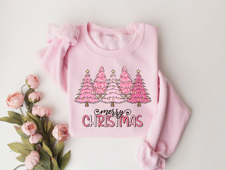 pink tree christmas sweater christmas sweater christmas crewneck christmas tree sweatshirt holiday sweaters for women winter sweatshirt 1724922649467.jpg