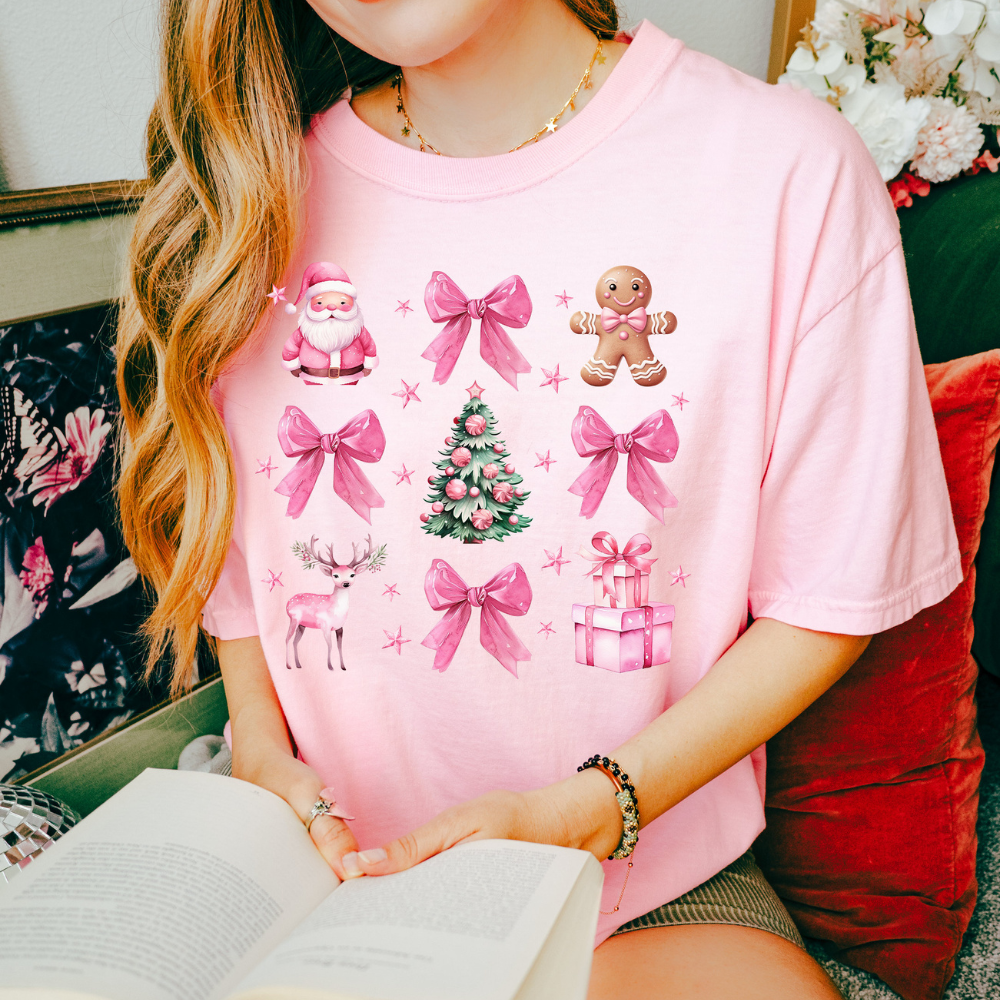 coquette pink christmas shirt pink bow christmas trendy santa shirt vintage christmas shirt 1724992721438.png