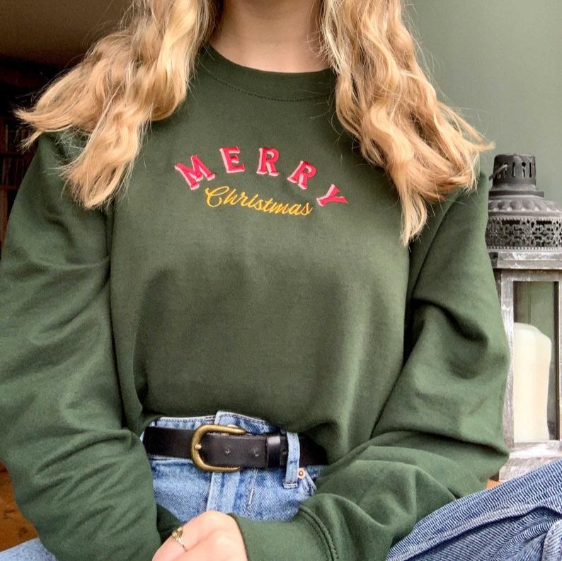 retro merry christmas embroidered jumper unisex holidays sweater stocking filler vintage festive sweatshirt embroidery 50s gift ideas 1725071799197.jpg