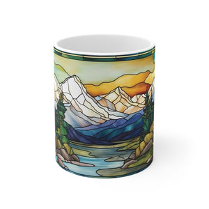 stained glass mountain range coffee mug  nature inspired  outdoor design  watercolor mountain scene  dad gift  gift for nature lover 1725415258511.jpg