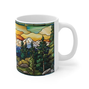 stained glass mountain range coffee mug  nature inspired  outdoor design  watercolor mountain scene  dad gift  gift for nature lover 1725415258565.jpg