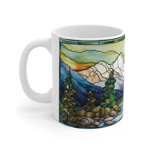 stained glass mountain range coffee mug  nature inspired  outdoor design  watercolor mountain scene  dad gift  gift for nature lover 1725415258648.jpg