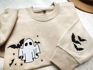 ghost embroidered sweatshirt little ghost bat shirt halloween sweatshirt halloween embroidered sweatshirt ghost sweatshirtspooky season 1725522857363.jpg