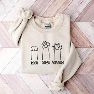 rock paper scissors sweatshirt funny cat paw shirt unisex crewneck shirt for cat lover cat owner shirt cat paws shirts gift for cat mom 1726132651564.jpg