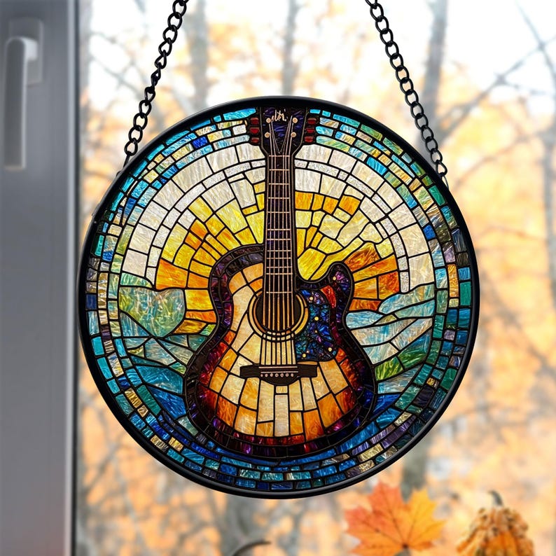 stained glass guitar suncatcher musical instrument stained glass ornament music lover gift guitar lover gift house decor housewarming 1726197122375.jpg