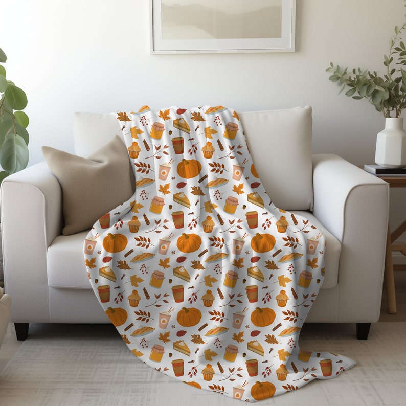 pumpkin spice blanket fall blanket halloween blanket spooky season blanket pumpkin spice gift halloween gift coffee lover blanket 1726211397546.jpg