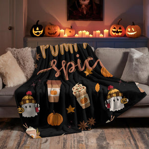 pumpkin spice coffee halloween blanket  fall decor ghost throw  gift idea  cute black halloween bedding 1726212289026.jpg
