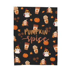 pumpkin spice coffee halloween blanket  fall decor ghost throw  gift idea  cute black halloween bedding 1726212289583.jpg