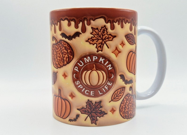 handmade pumpkin spice life mug with 3d effect   winter coffee cup 3d inflated effect printed mug 1726213752107.jpg