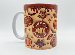 handmade pumpkin spice life mug with 3d effect   winter coffee cup 3d inflated effect printed mug 1726213752123.jpg