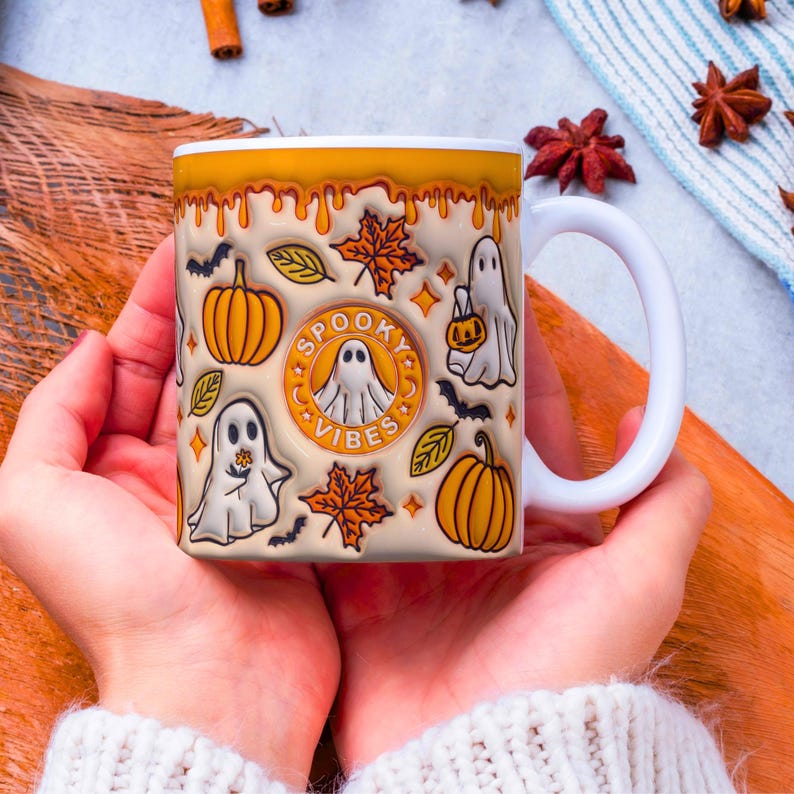 spooky season 3d inflated effect printed mug  cute ghost  pumpkin spice  halloween gift  halloween party  fall  autumn  spooky gift  halloween mug  fall mug 1726213933551.jpg