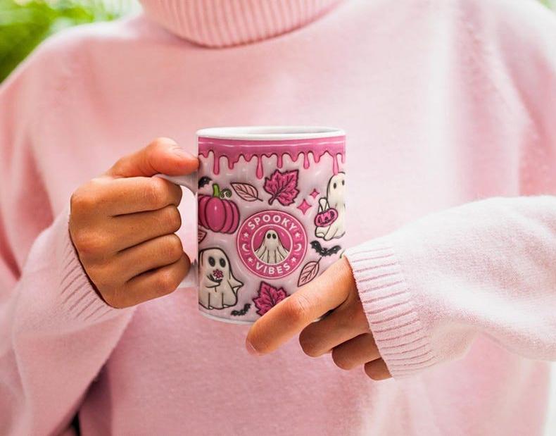 pink halloween 3d inflated effect printed mug autumn mug fall mug 3d halloween coffee mug pumpkin mug pumpkin spice mug ghost mug fall coffee mug 3d spooky mug 1726214191829.jpg