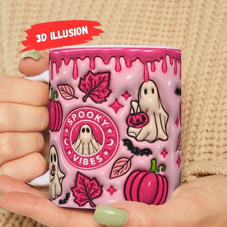 pink halloween 3d inflated effect printed mug autumn mug fall mug 3d halloween coffee mug pumpkin mug pumpkin spice mug ghost mug fall coffee mug 3d spooky mug 1726214191923.jpg