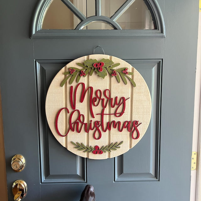 merry christmas door hanger christmas door signs farmhouse christmas decor round wood shiplap sign wreath for front door decor 1726288581648.jpg