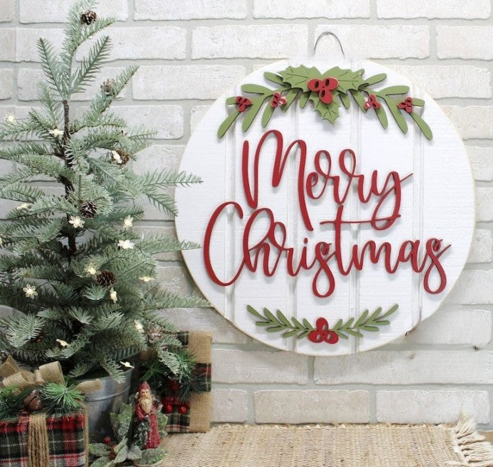 merry christmas door hanger christmas door signs farmhouse christmas decor round wood shiplap sign wreath for front door decor 1726288581677.jpg