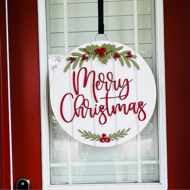 merry christmas door hanger christmas door signs farmhouse christmas decor round wood shiplap sign wreath for front door decor 1726288581743.jpg