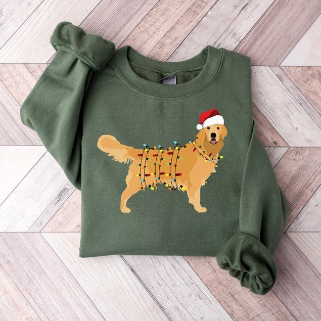 christmas golden retriever shirt happy new year dog tshirt christmas lights tee christmas dog tee golden mom tshirt gift for dog lover 1726540897454.jpg