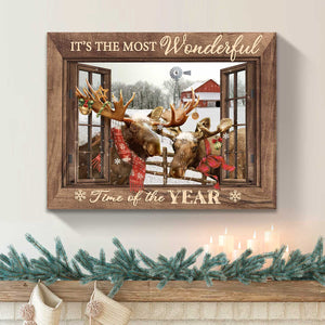 it s the most wonderful time farmhouse christmas wall art christmas moose canvas family christmas decoration idea unique xmas gifts for family 1726646533087.jpg