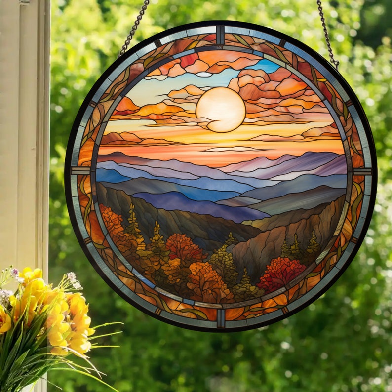 smoky mountains stained glass style wall or window hanging 1726713643691.jpg