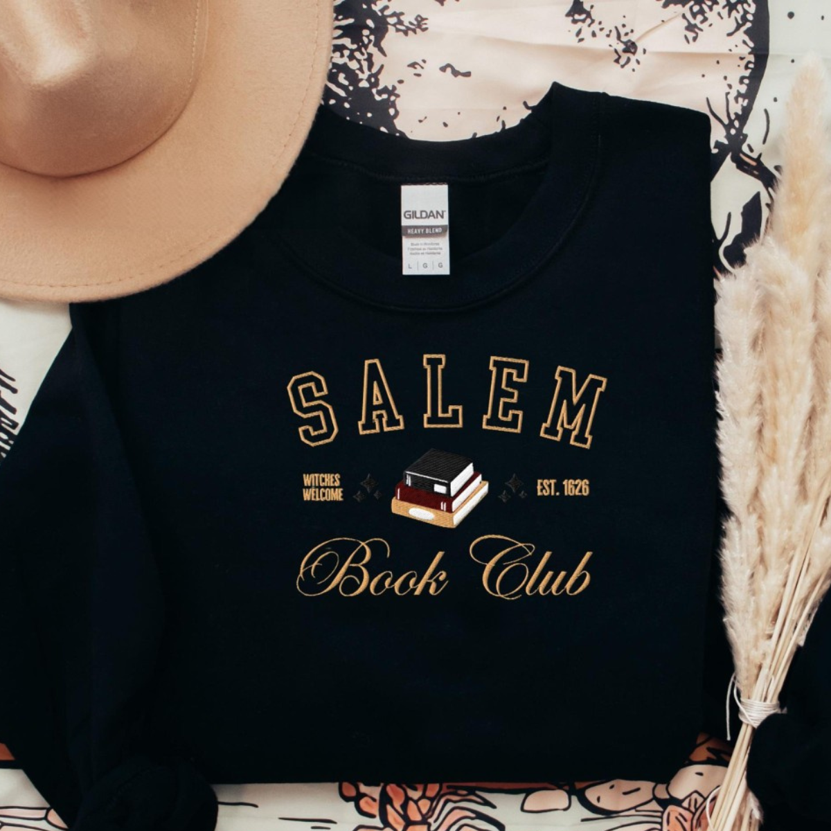 embroidered salem book club sweatshirt for spooky season witchy reader 1626 witch halloween dark academia sweater bookish fall autumn gift 1726802964561.png