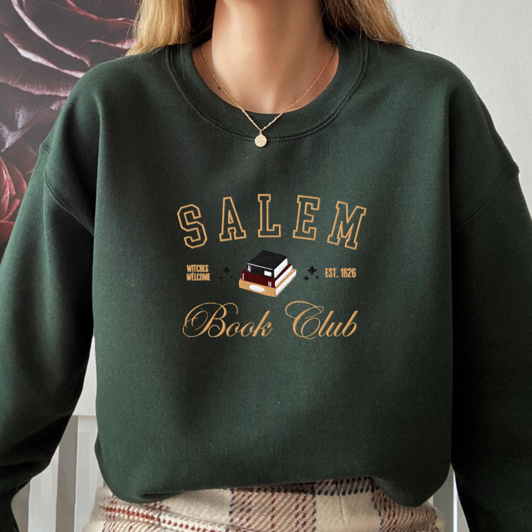 embroidered salem book club sweatshirt for spooky season witchy reader 1626 witch halloween dark academia sweater bookish fall autumn gift 1726802965464.png