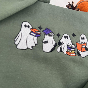 ghost reading sweatshirt halloween sweatshirt embroidered ghost ghost reading books fall crew halloween embroidery ghost book sweater 1726806130799.png