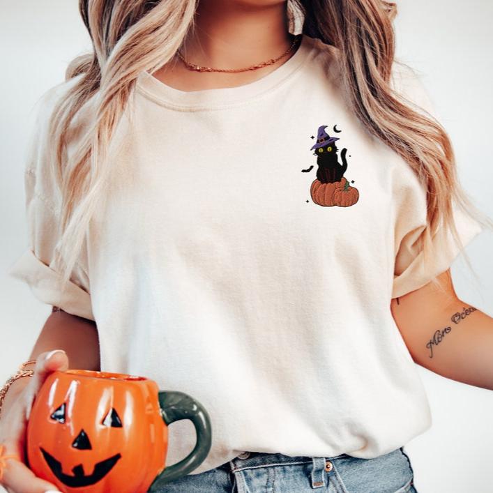 cute cat halloween shirt embroidered fall shirt retro spooky season tee cat halloween t shirt pumpkin tshirt fall crewneck 1726818734520.jpg