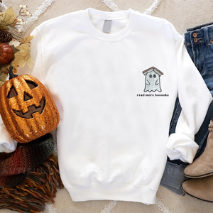 embroidered teachers halloween sweatshirt embroidery read more books sweater halloween gift for book lover reader ghost sweatshirt 1726818760849.png