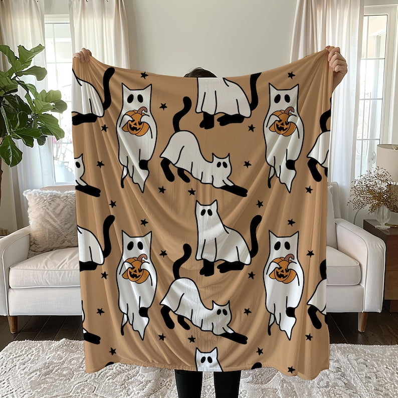 halloween ghost cat blanket halloween cat blanket black cat blanket halloween blanket pumpkin cat blanket cat bedding gift 1727753946868.jpg