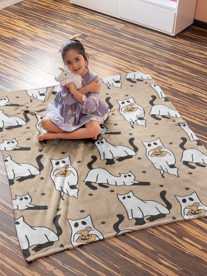 halloween ghost cat blanket halloween cat blanket black cat blanket halloween blanket pumpkin cat blanket cat bedding gift 1727753946869.jpg