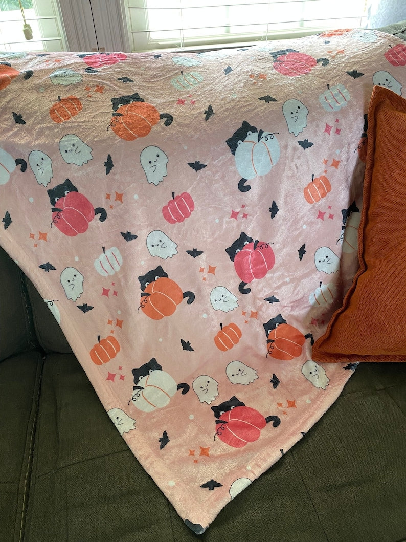 halloween black cat blanket cozy pumpkin throw blanket cute ghost throw adult velveteen minky comfy blanket seasonal couch blanket gift 1727754206423.jpg