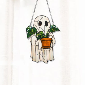 cute ghost plant suncatcher ghost and monstera stained glass suncatcher halloween ghost window hangings plant lovers gift gift for mom 1727757276974.jpg