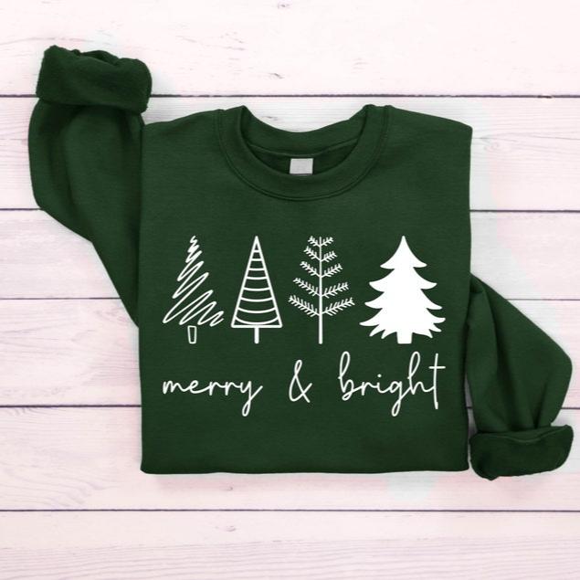 merry  bright christmas trees sweatshirt christmas sweatshirt holiday sweater womens holiday sweatshirt christmas shirt winter shirt 1727773447955.jpg