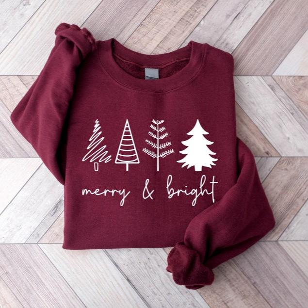 merry  bright christmas trees sweatshirt christmas sweatshirt holiday sweater womens holiday sweatshirt christmas shirt winter shirt 1727773447970.jpg