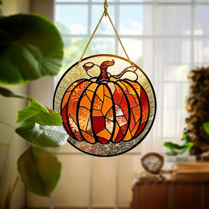 pumpkin glass ornament halloween decor pumpkin suncatcher window hanging pumpkin round stained acrylic halloween gift fall hosting decor 1727841258215.jpg