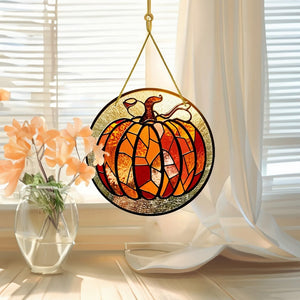 pumpkin glass ornament halloween decor pumpkin suncatcher window hanging pumpkin round stained acrylic halloween gift fall hosting decor 1727841258992.jpg