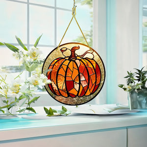 pumpkin glass ornament halloween decor pumpkin suncatcher window hanging pumpkin round stained acrylic halloween gift fall hosting decor 1727841259000.jpg