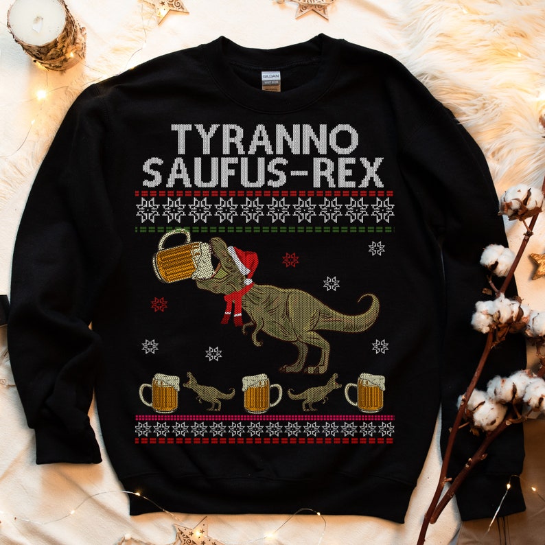 ugly christmas sweater tyranno saufus rex christmas sweatshirt jumper santa claus black humor unisex christmas outfit gift 1728099947800.jpg