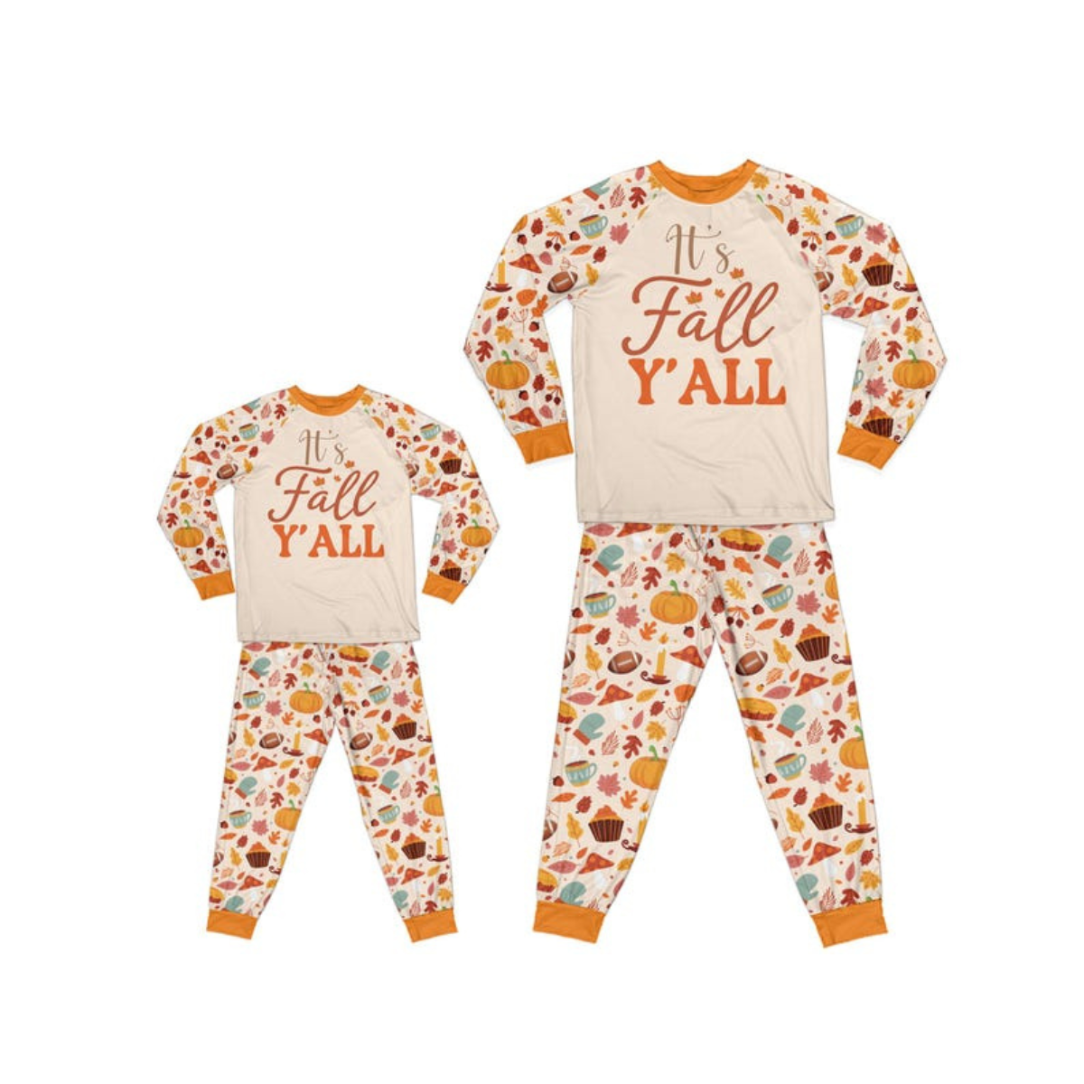 its fall yall long sleeve two piece pajama cozy season mom and me matching pajamas set pumpkin thanksgiving pajamas loungewear set 1728271588687.png