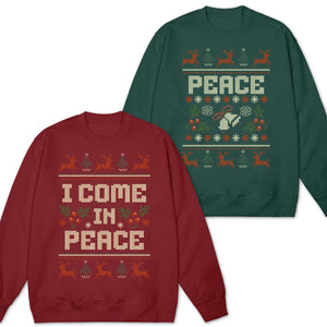 Matching Couples Ugly Christmas Sweater, Ugly Adult Humor Holiday Sweater, I Come In Peace Ugly Christmas Sweater, Ugly Christmas Party