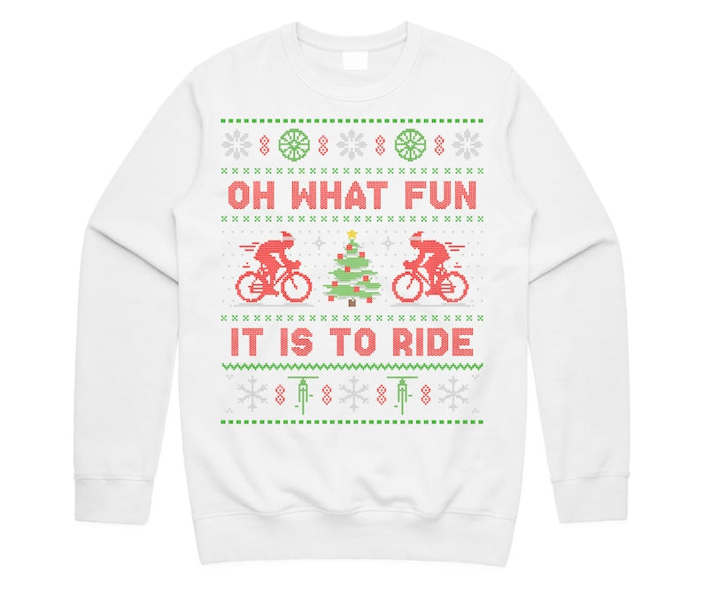 cycling oh what fun it is to ride jumper sweater sweatshirt kids adults christmas bicycle cycle gift xmas 1728291791633.jpg